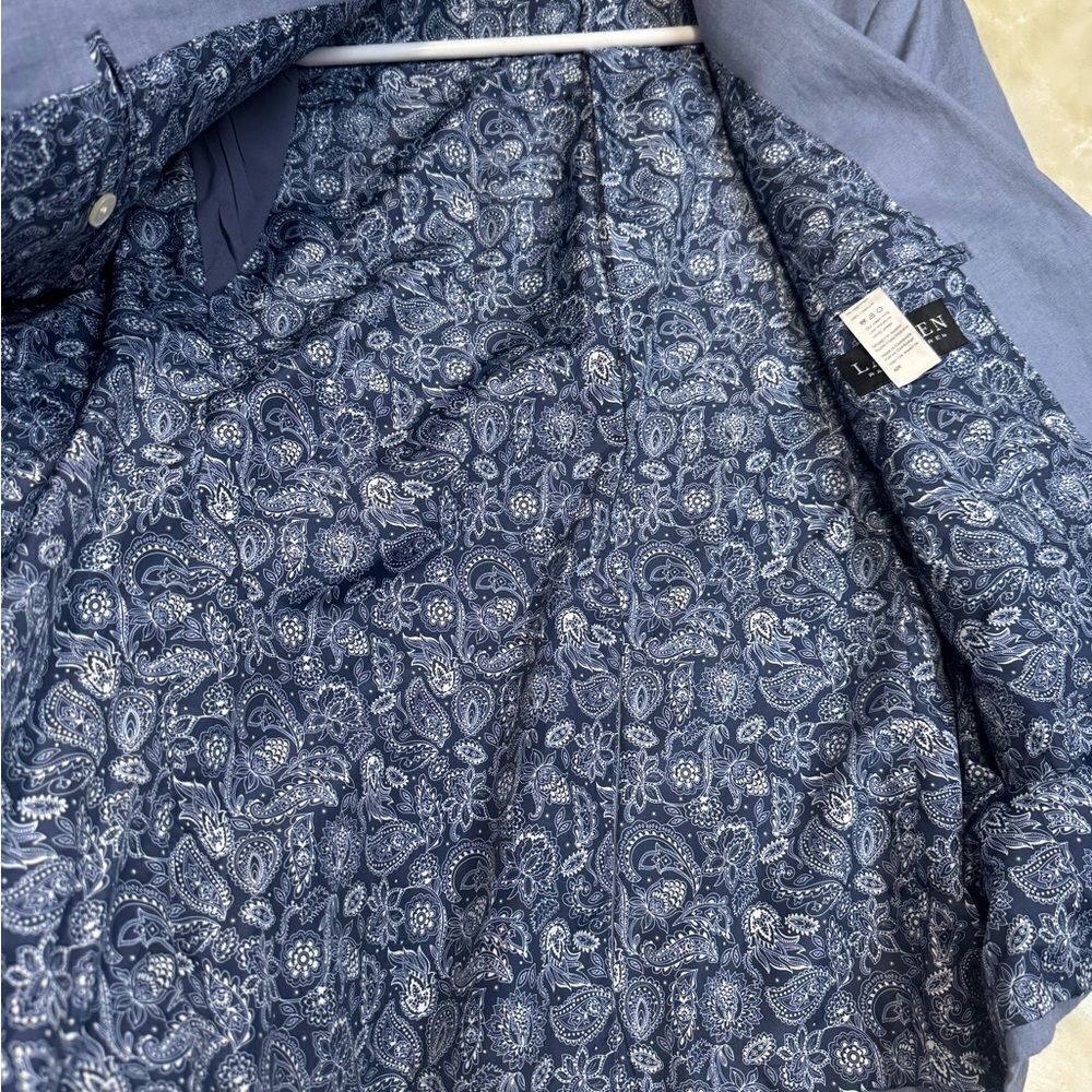 Ralph Lauren Polo 100% Linen 42R Sport Jacket Blazer Blue Paisley Black Label - Picture 5 of 10